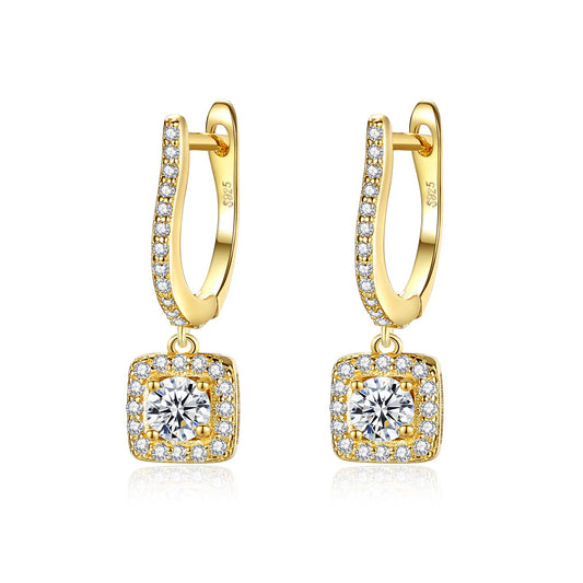 Center Square Moissanite  Earring