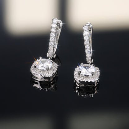 Center Square Moissanite  Earring