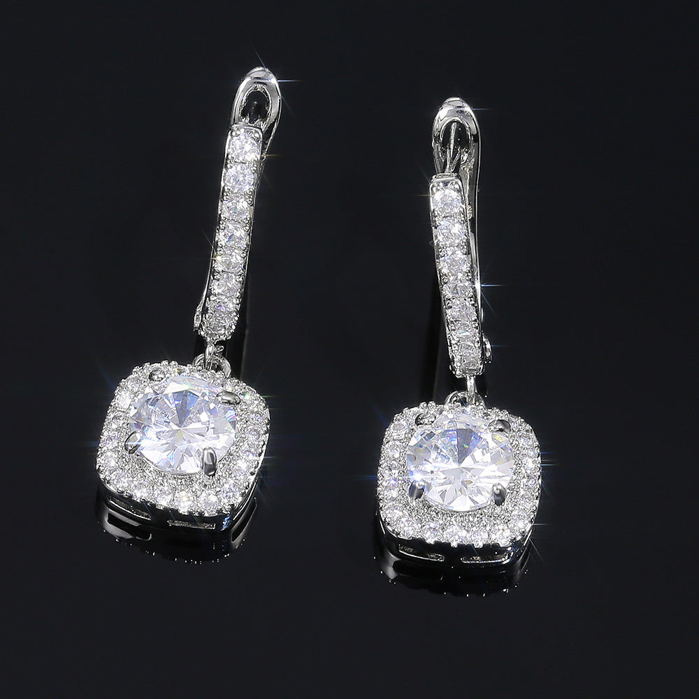 Center Square Moissanite  Earring