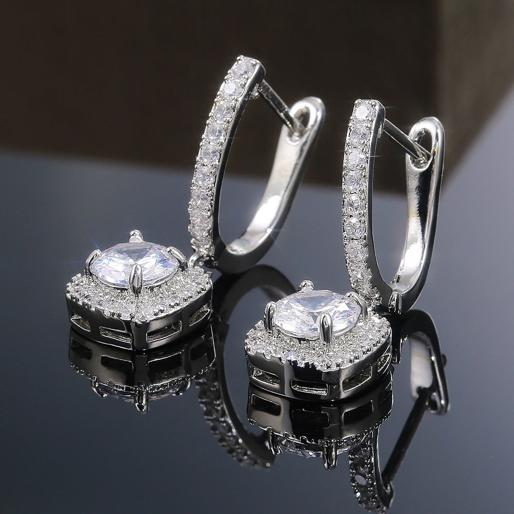 Center Square Moissanite  Earring