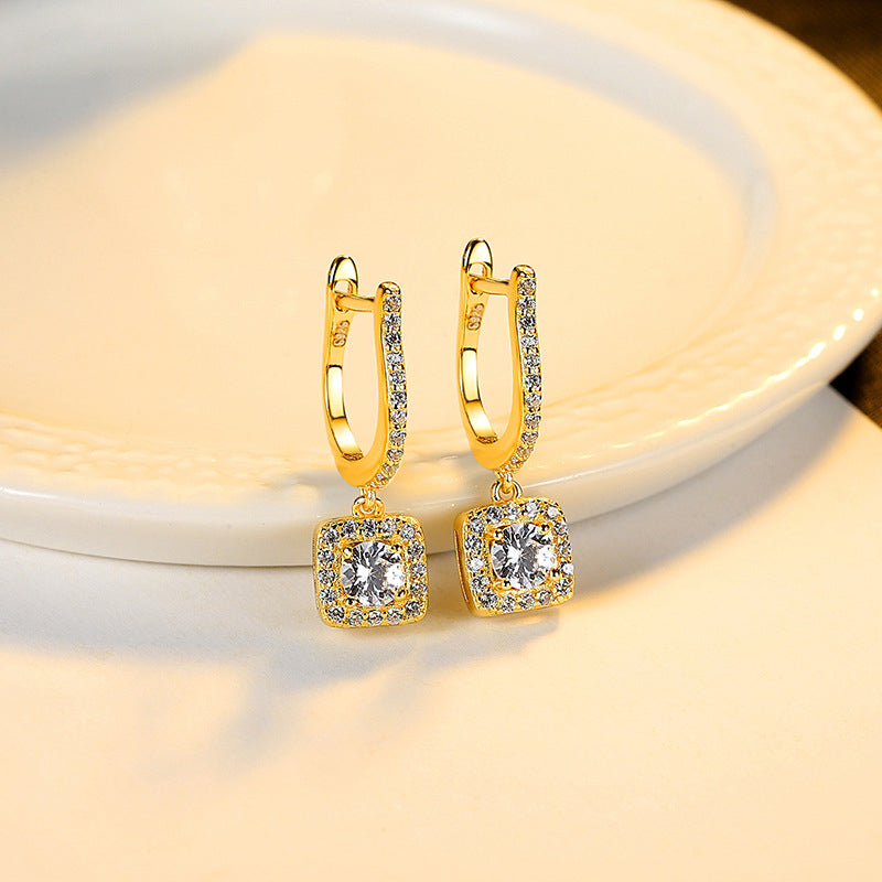 Center Square Moissanite  Earring