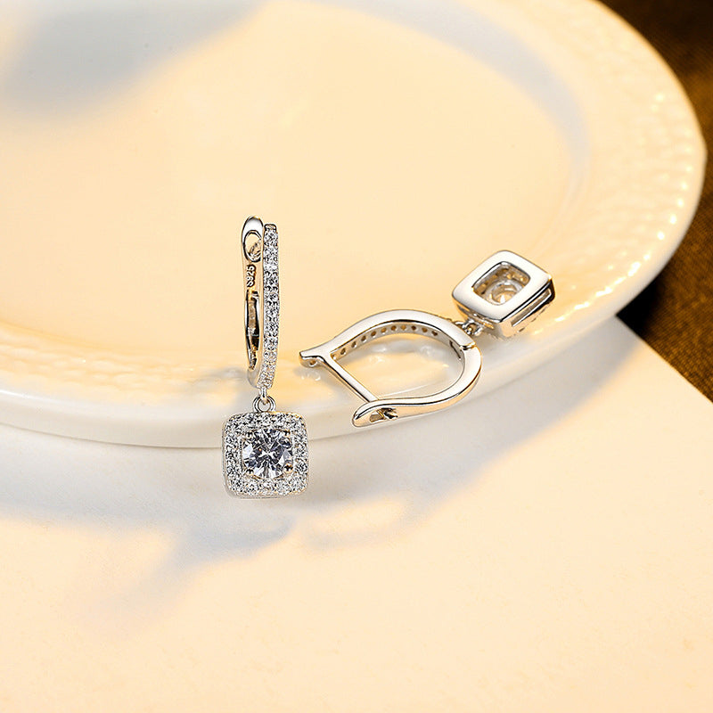 Center Square Moissanite  Earring