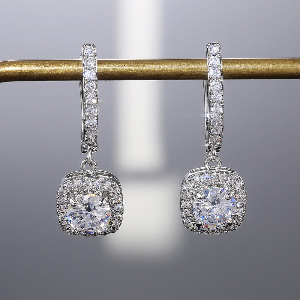 Center Square Moissanite  Earring