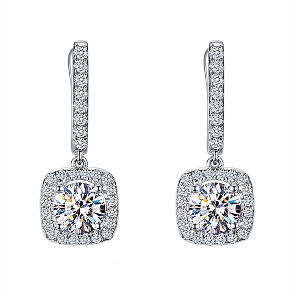 Center Square Moissanite  Earring