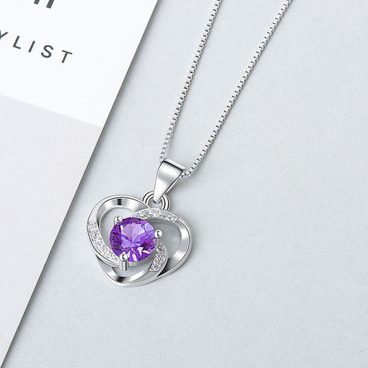 Heart Pendant- Purple Stone