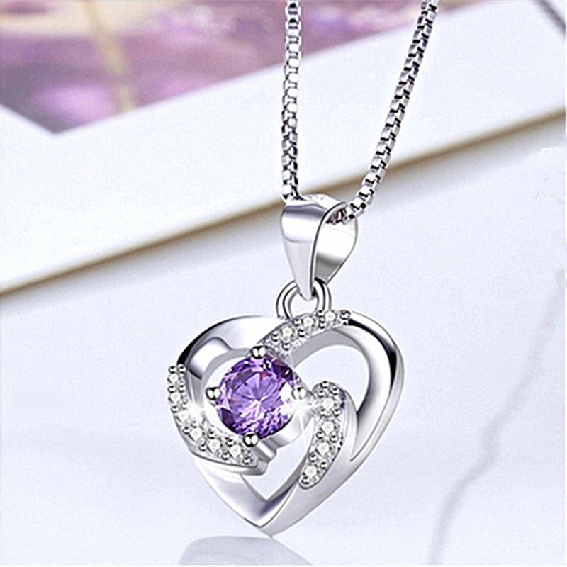 Heart Pendant- Purple Stone