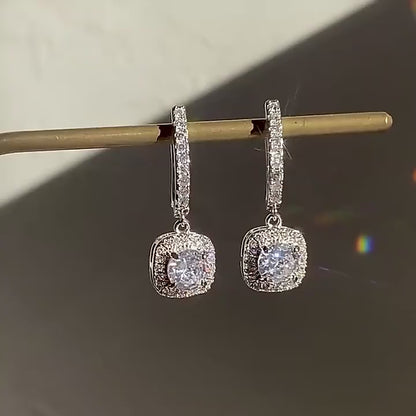 Center Square Moissanite  Earring