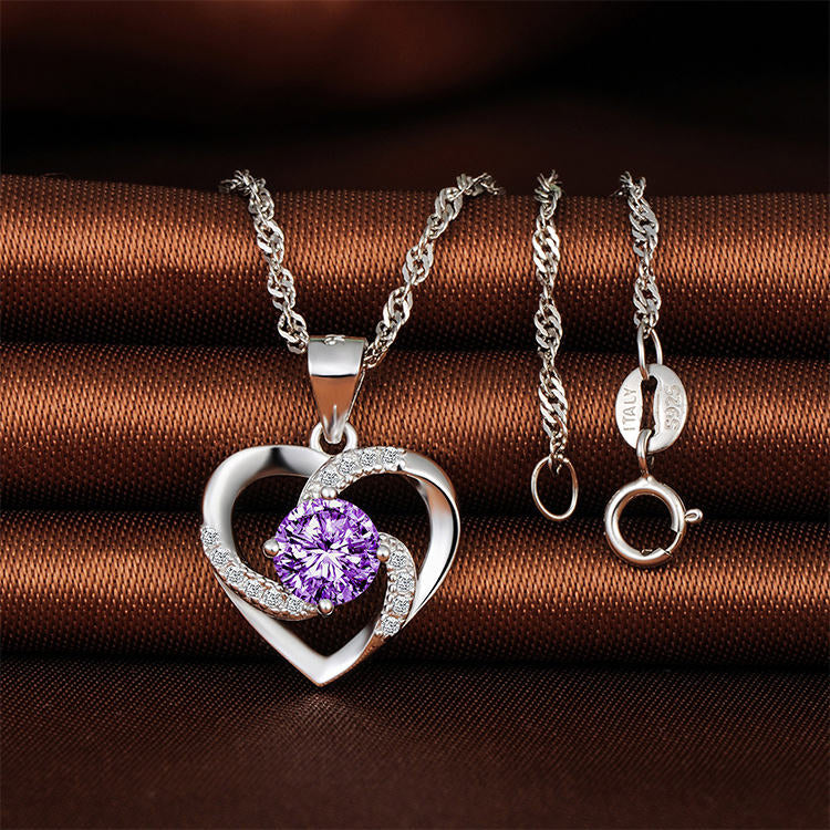 Heart Pendant- Purple Stone